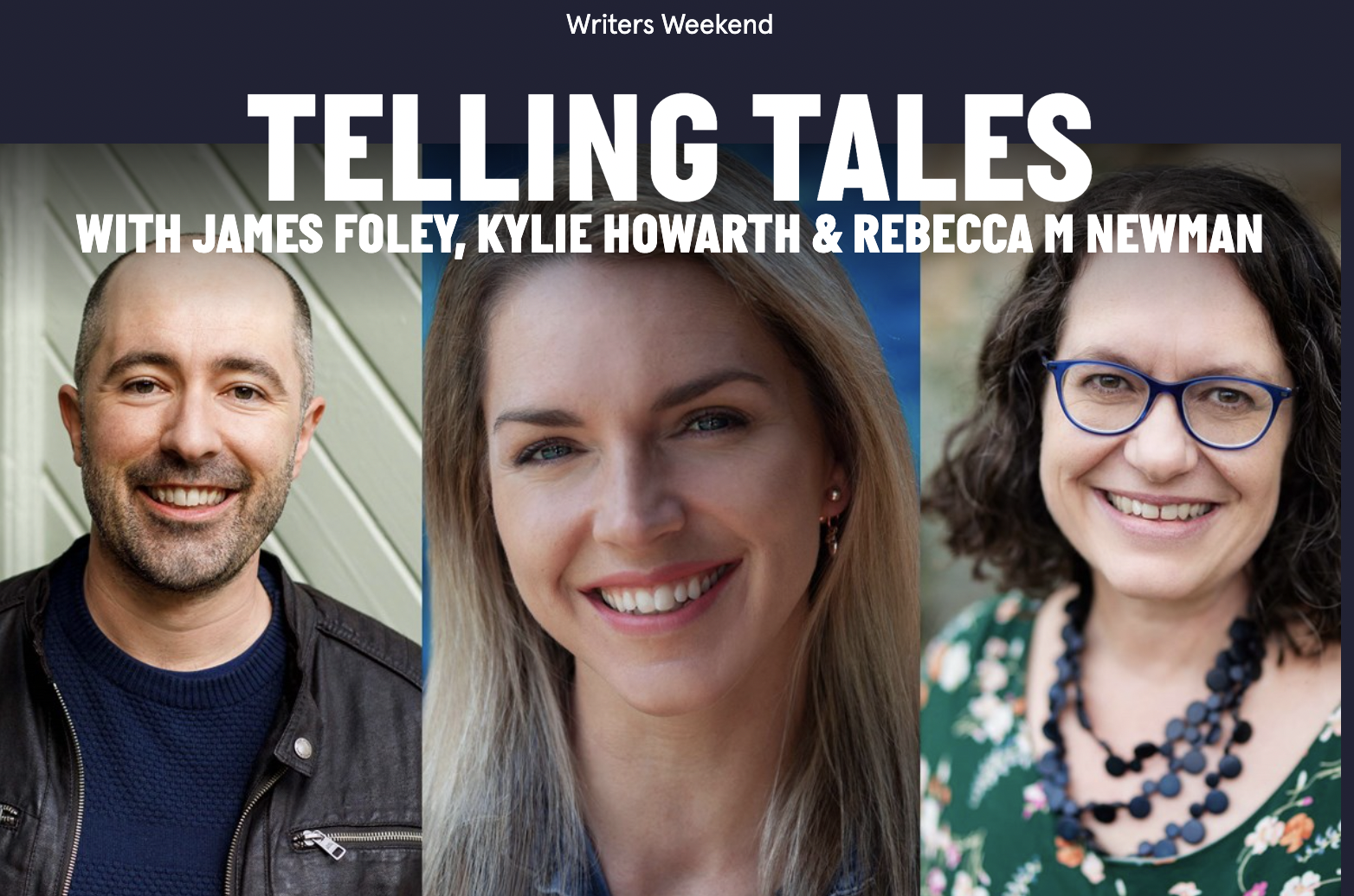 A banner advertising the 'Telling Tales' session at the 2024 Perth Writers Festival